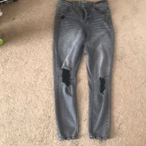 Gray ripped skinny jeans